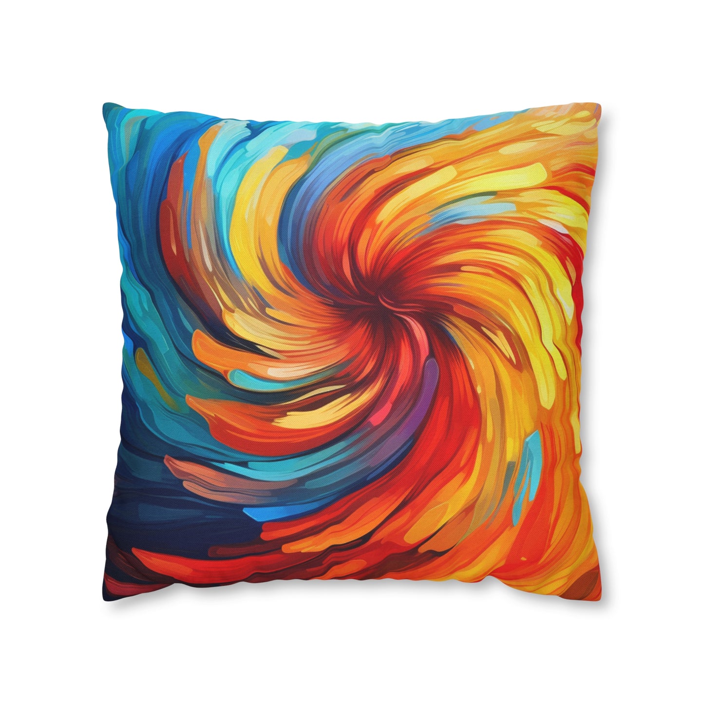 Vibrant Swirling Abstract Art - Unique and Colorful Spun Polyester Square Pillow Case