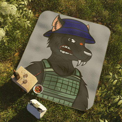 Manta De Picnic Hombre lobo Cyborg del lobo negro del ejército