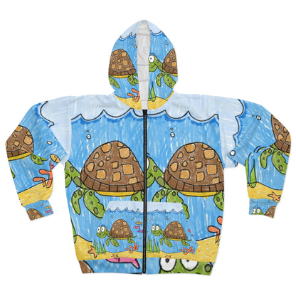 Sea Turtle Beach Sand Ocean AOP Unisex Zip Hoodie