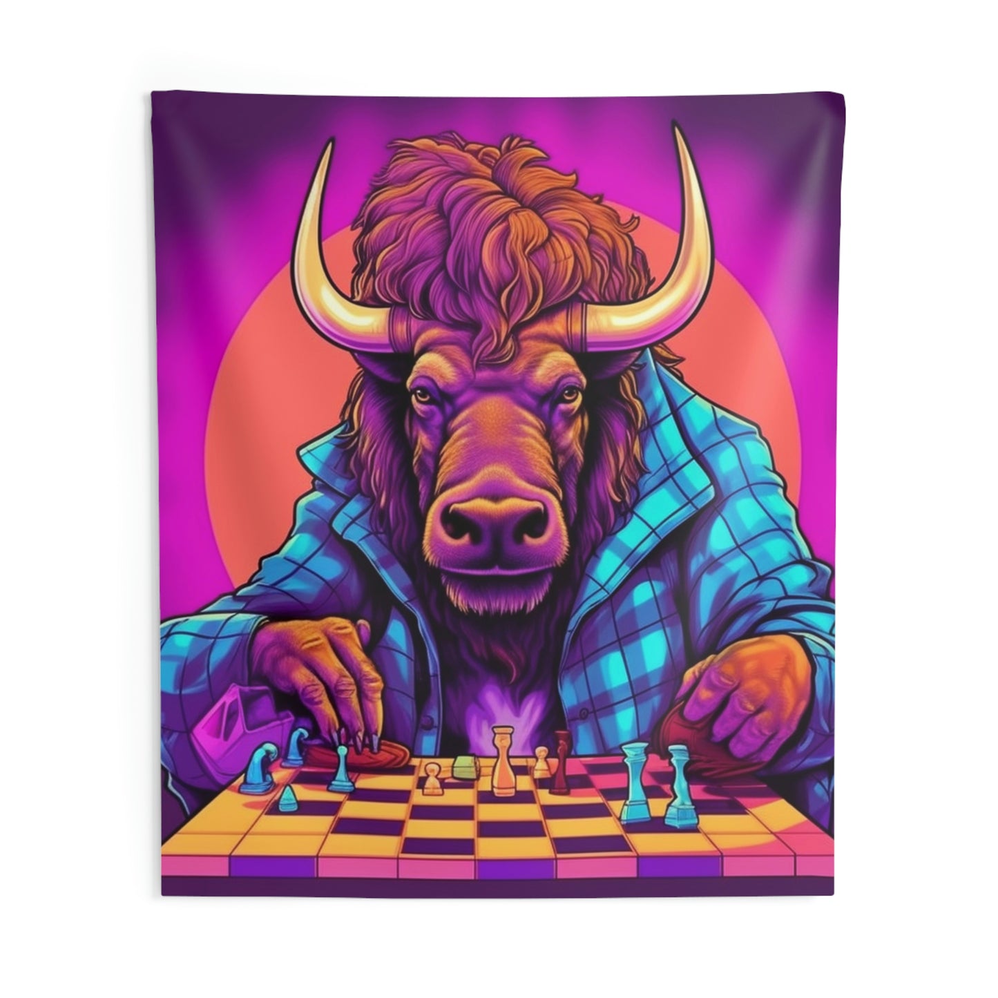 Tapices de pared para interiores con juego de ajedrez American Bison Buffalo Grand Master 