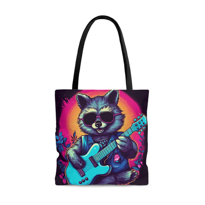 Raccoon Musician Art - Rock Star Guitarist Furry Animal Tote Bag (AOP)