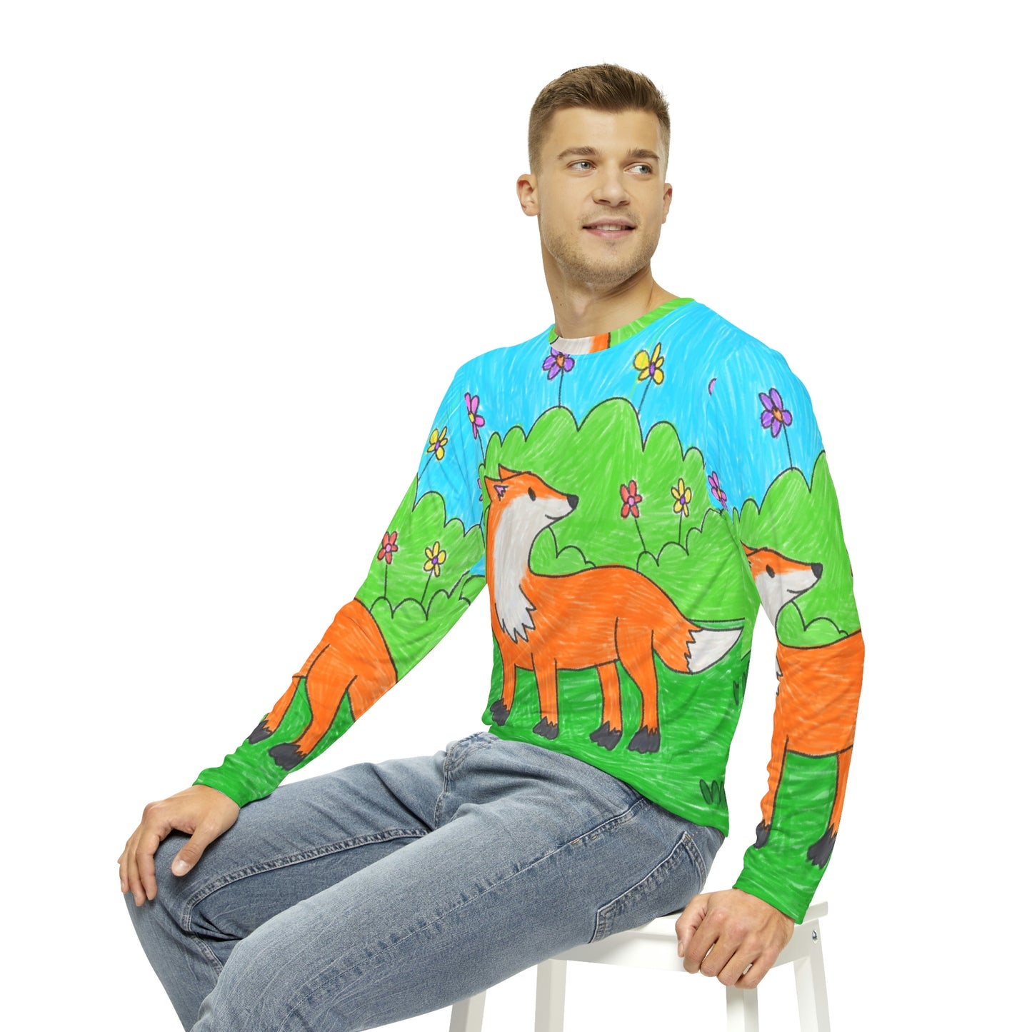 Fox Woodland Animal Foxy Men's Long Sleeve AOP Shirt