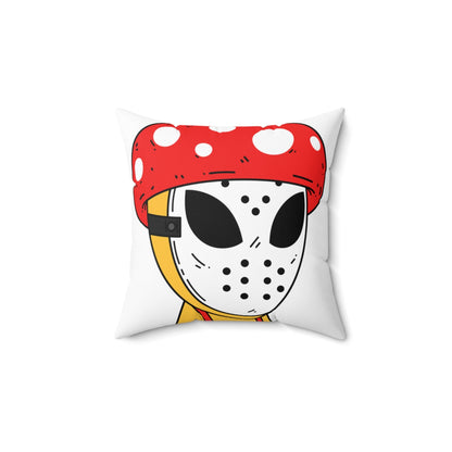 Alien White Hockey Mask Spun Polyester Square Pillow