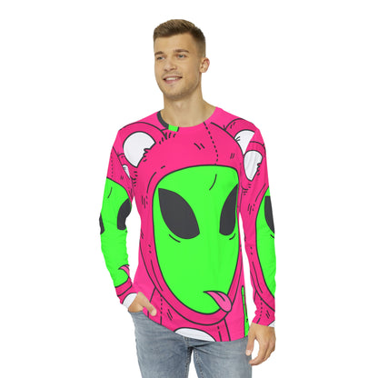 Bear Outfit Suit Alien Men's Long Sleeve AOP Shirt