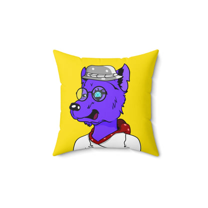 Cyborg Wolf Round Frame Glasses Fedora Hat White Sweatshirt Hoodie Purple Fur Spun Polyester Square Pillow