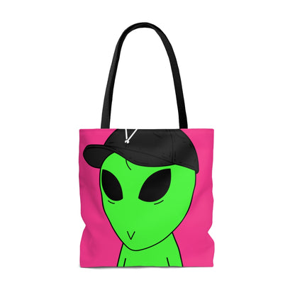 V Face Visitor Green Body Alien Black Hat Visi AOP Tote Bag