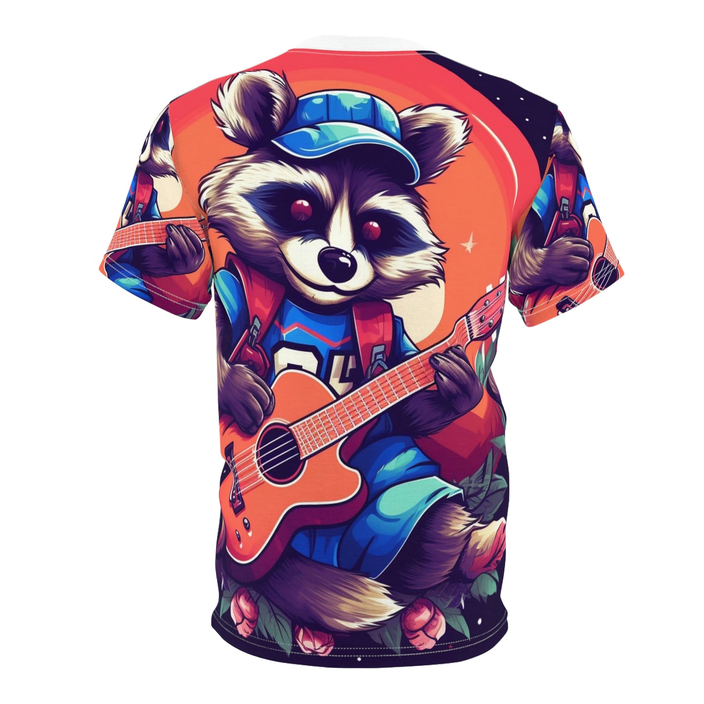 Acoustic Guitar Raccoon - Furry Animal Musician Decor Unisex Cut & Sew Tee (AOP)