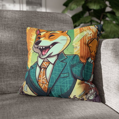 Synthwave Shiba Inu NYSE Collector's Gear: Spun Polyester Square Pillow Case