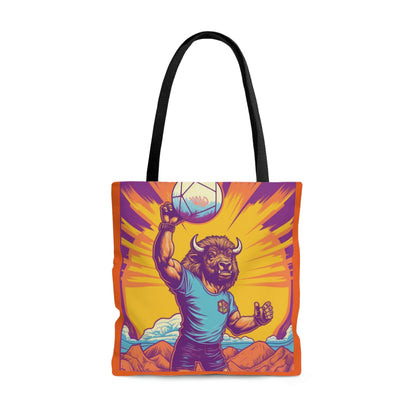 American Bison Volleyball Player Sport Graphic Tote Bag (AOP)