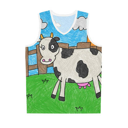 Cow Farm Animal Character Basketball Jersey (AOP)