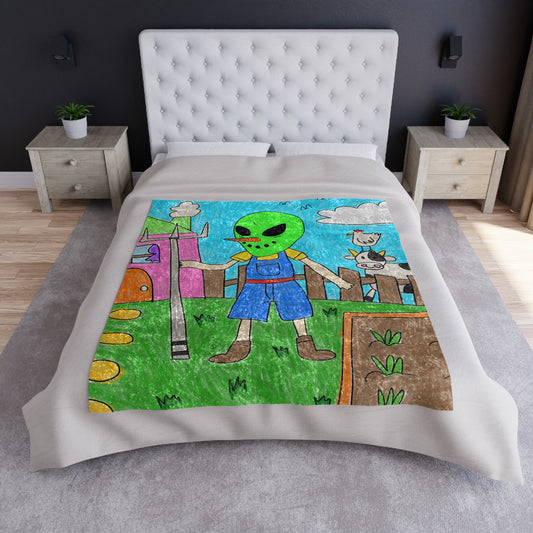 Farmer Animal Alien Veggie Visi Vegetable Visitor Crushed Velvet Blanket