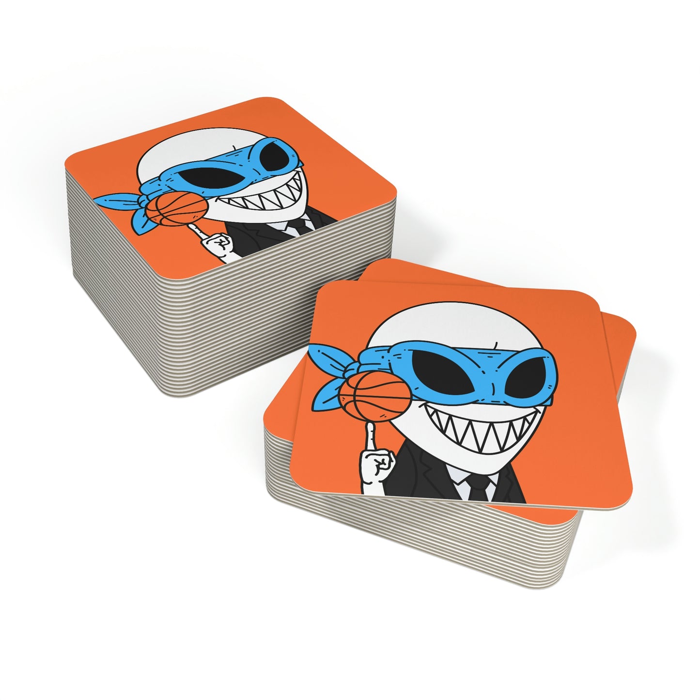 Alien BBall Sport Ninja Mask Orange Basketball Coasters (50, 100 pcs)