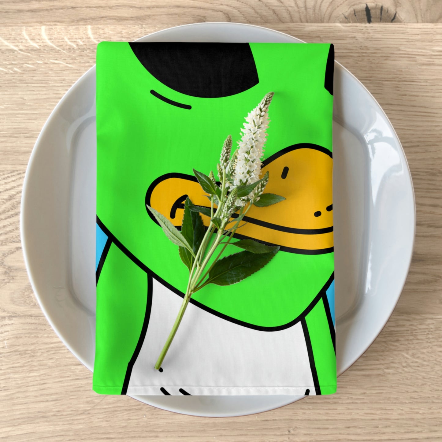 Visitor Green Alien Duck Black Top Hat Napkins