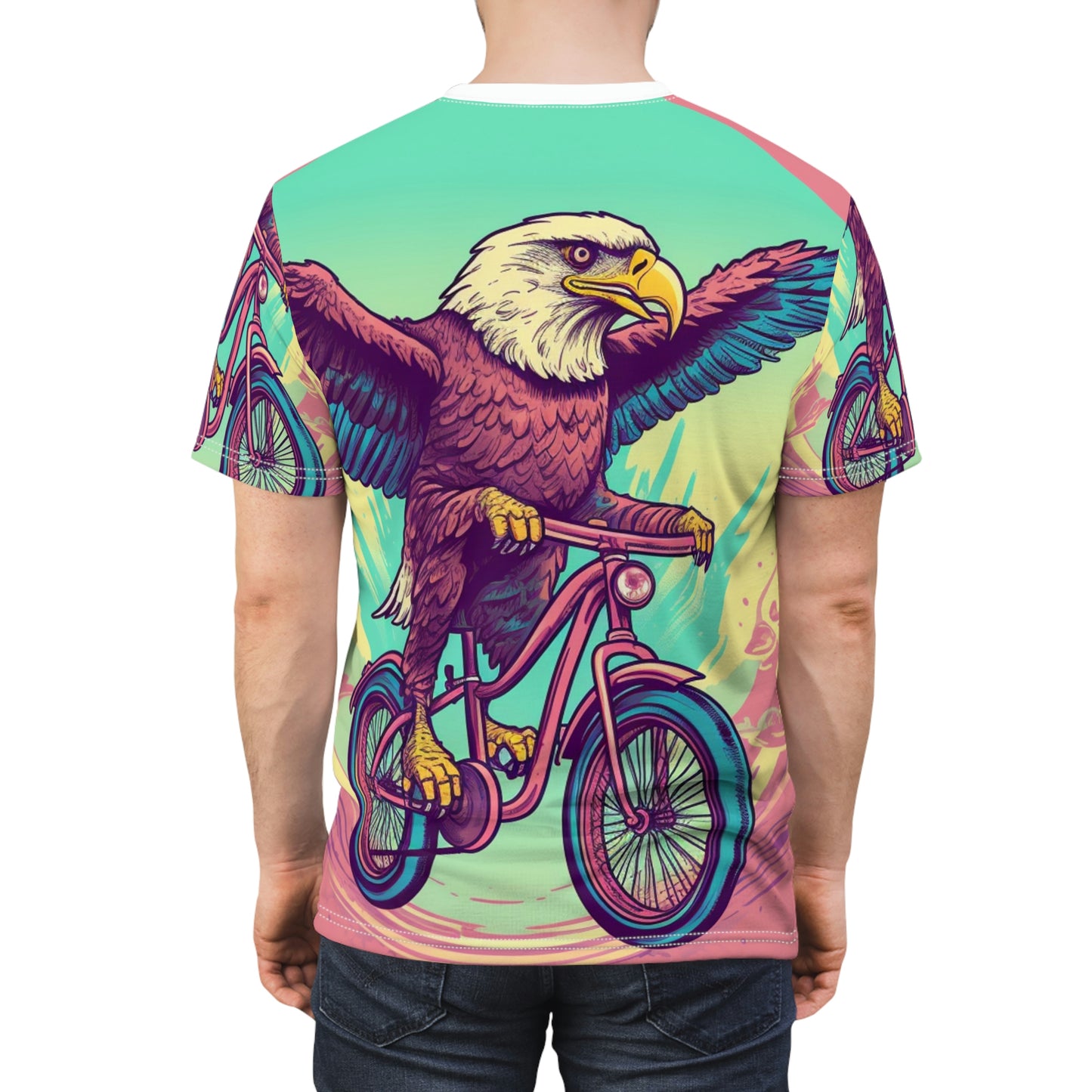 Bicycle Bike American Eagle Biker Graphic Unisex Cut & Sew Tee (AOP)