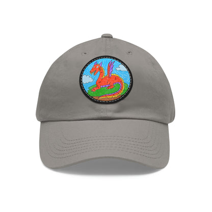 Fierce Dragon Medieval Dad Hat with Leather Patch (Round)