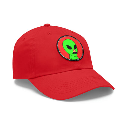 Fake Alien Human Mask Dad Hat with Leather Patch (Round)