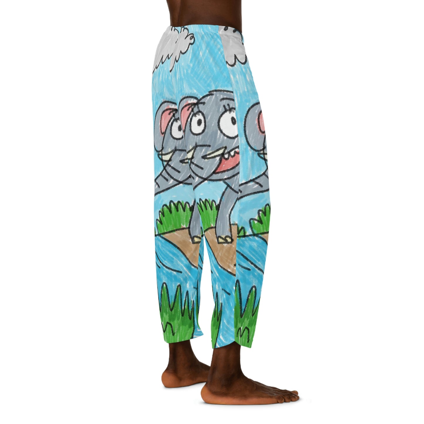 Elefante Elephant King Safari Animal Men's Pajama Pants (AOP)