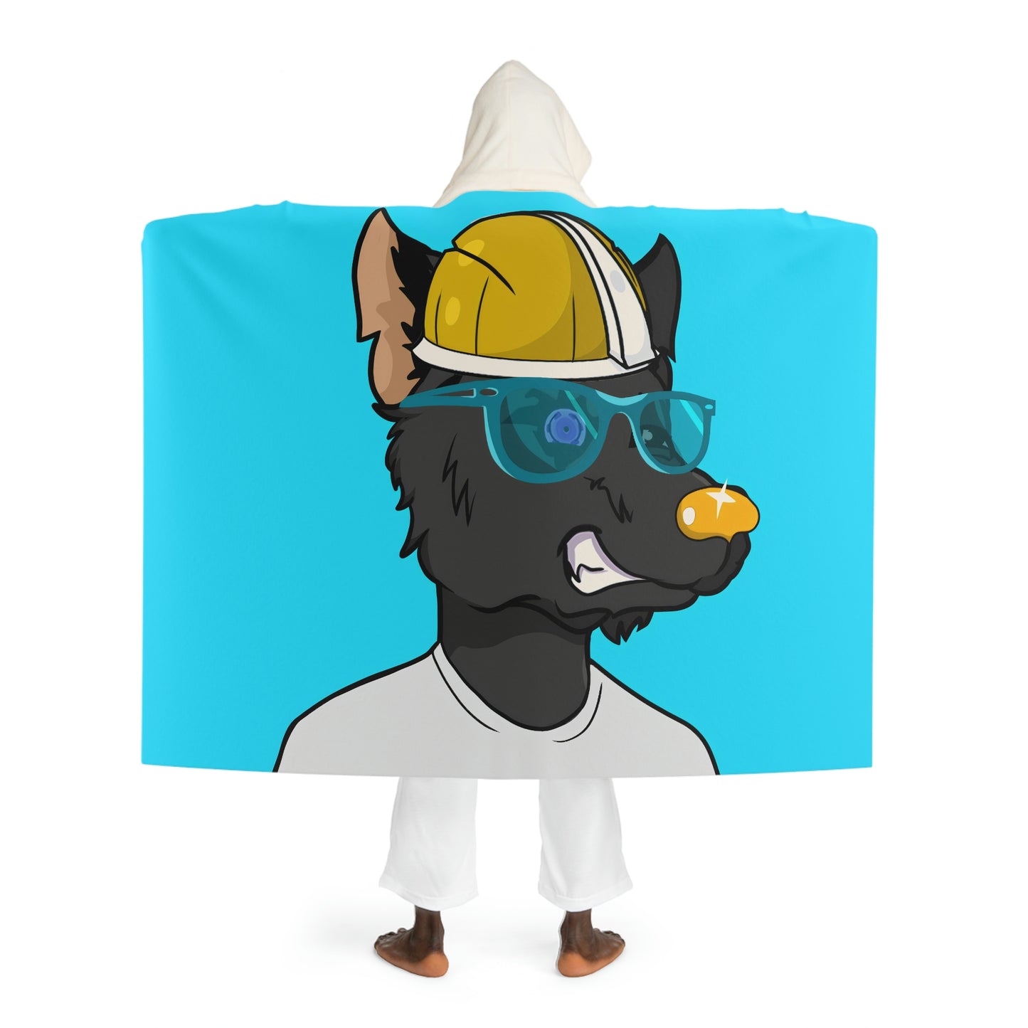 Gold Standard Wolf Cyborg Wolve Hooded Sherpa Fleece Blanket