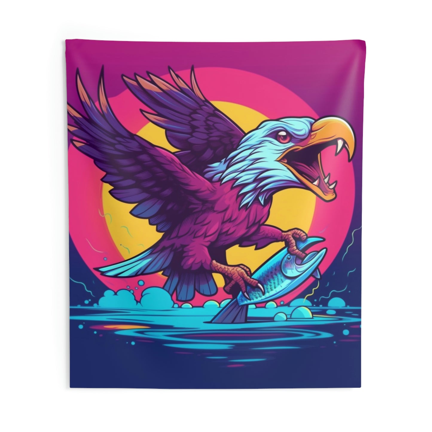 American Bald Eagle USA Fish Catch Dinner Graphic Indoor Wall Tapestries