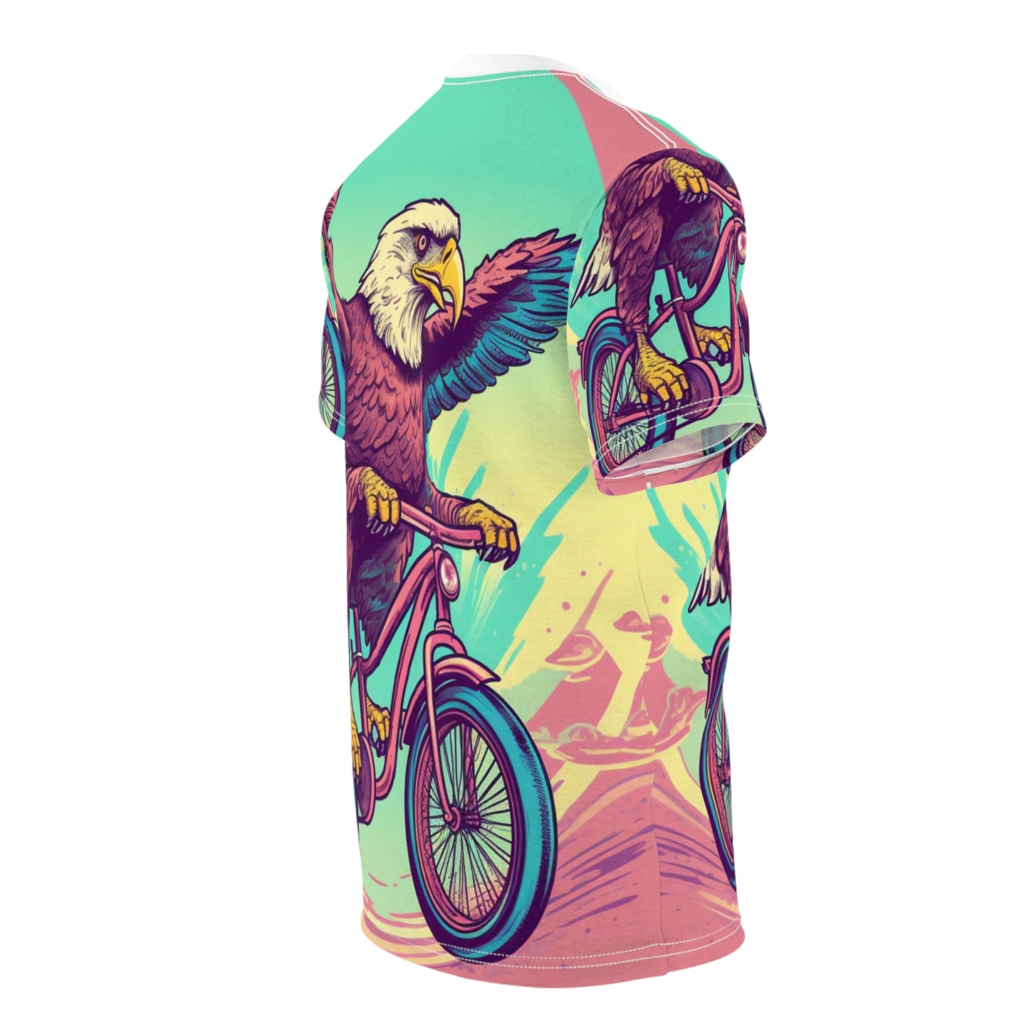 Bicycle Bike American Eagle Biker Graphic Unisex Cut & Sew Tee (AOP)