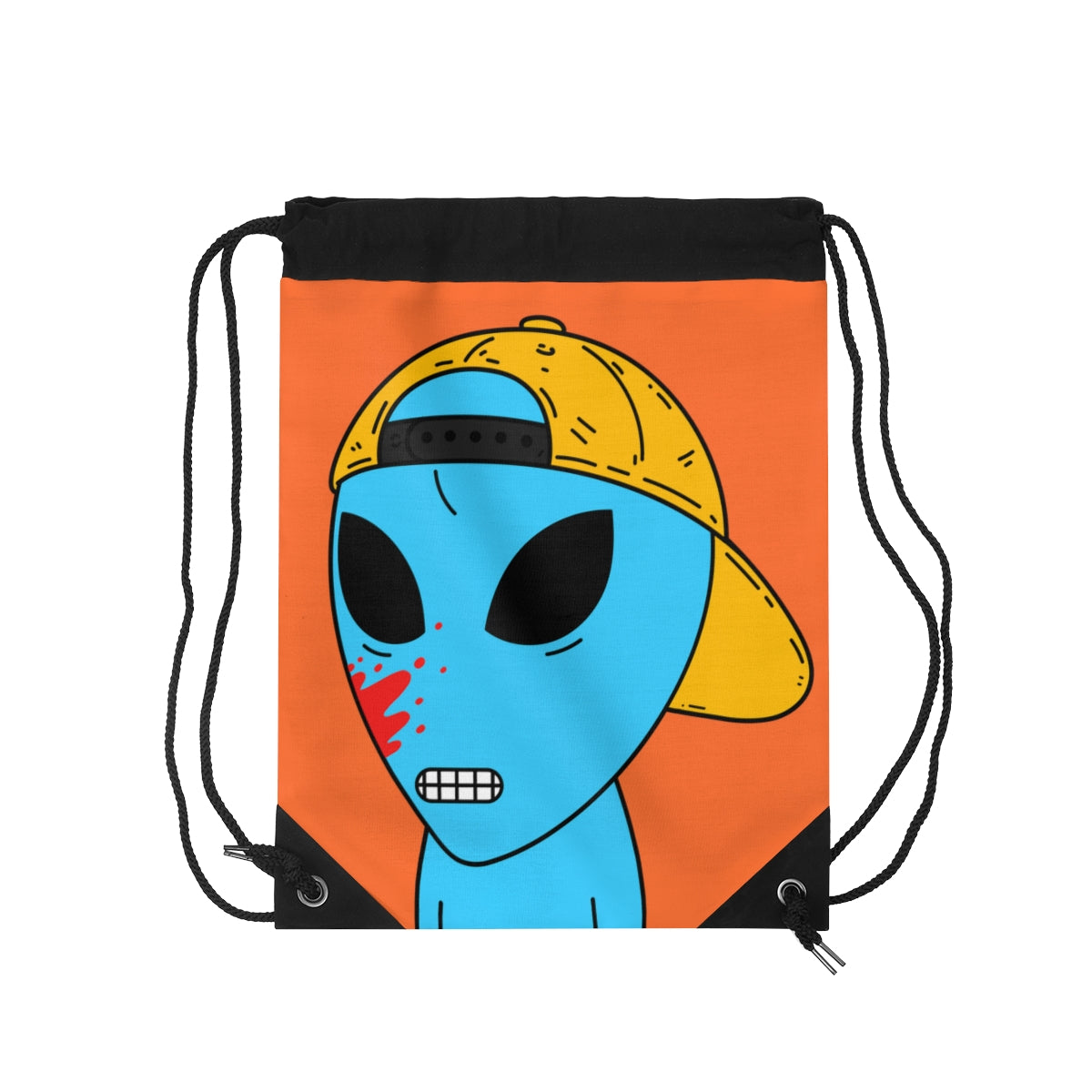 Blue Blood Visitor Alien Cartoon Drawstring Bag