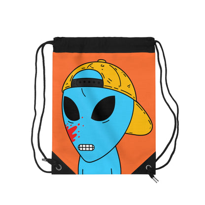 Blue Blood Visitor Alien Cartoon Drawstring Bag