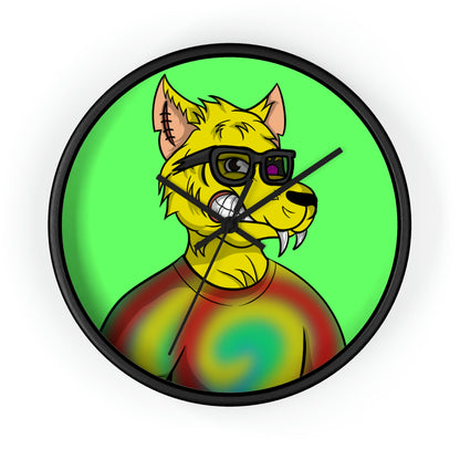 Wolve Cyborg Tie Dye Wolf Shirt Yellow Fur Cool Sun Glasses Wall clock