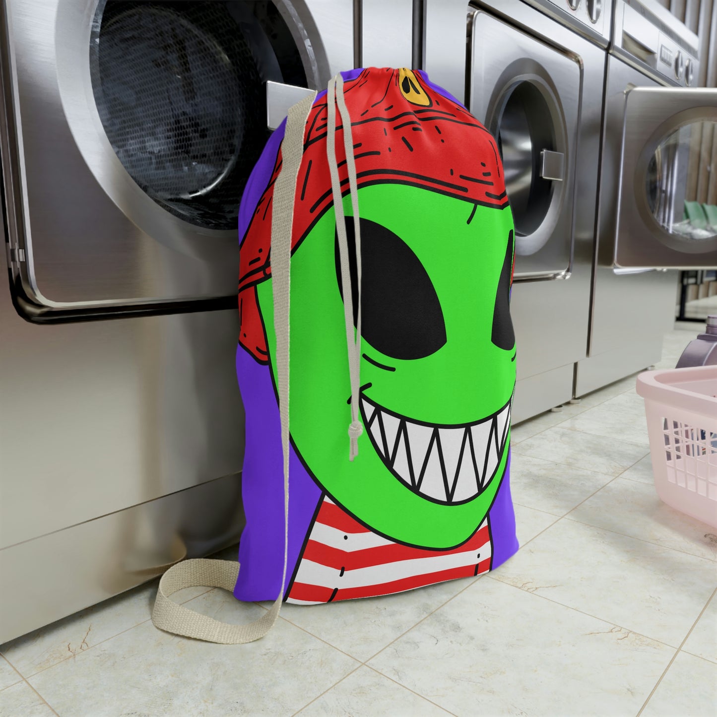 Alien Character Cartoon Big Smile Laundry Bag