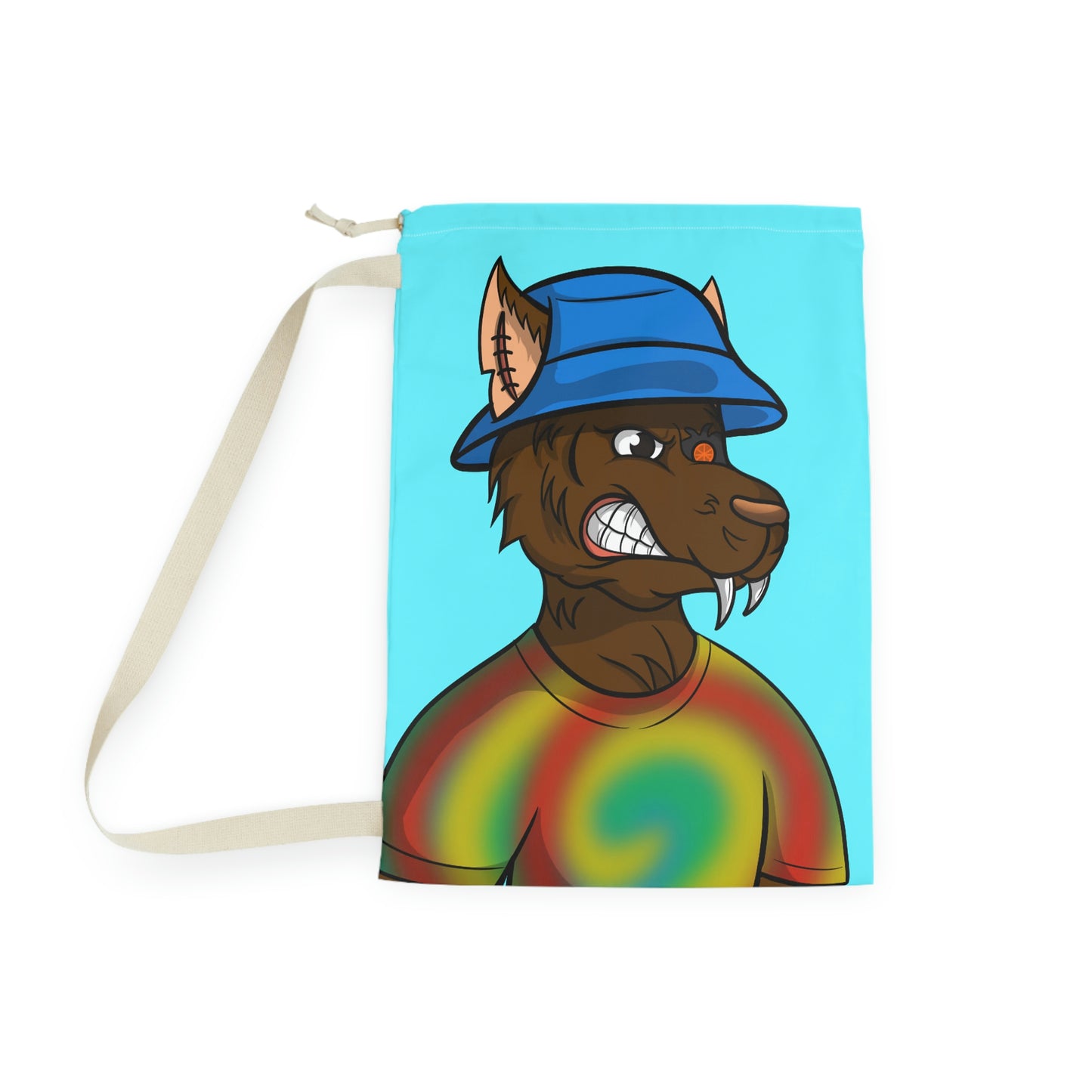 Brown Wolf Fur Cyborg Wolve Bucket Hat Tie Dye Shirt Laundry Bag