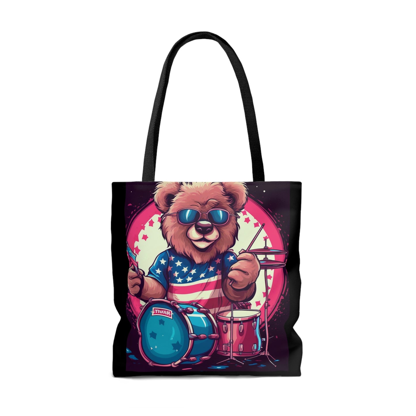 Drumroll for Freedom: Celebrate 4th of July with the Patriotic Bear's Rhythms Tote Bag (AOP)