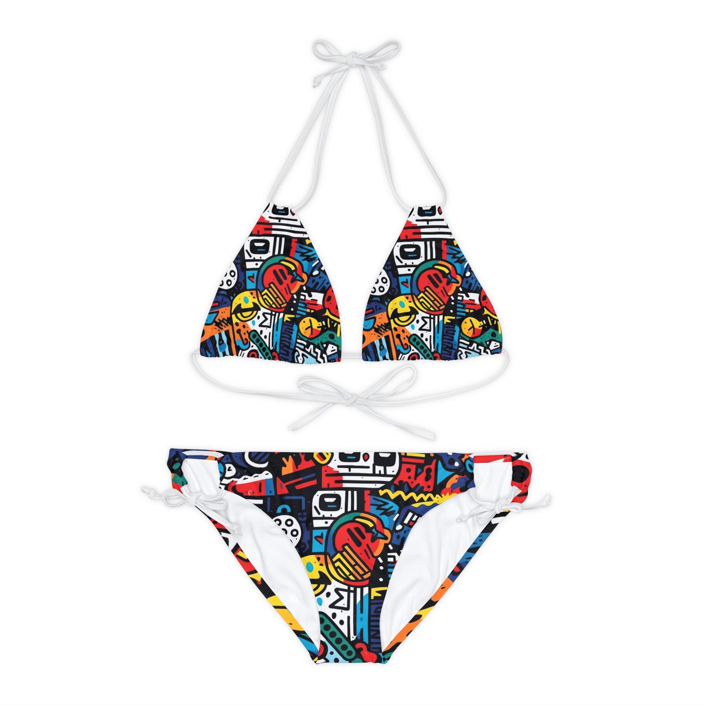 Street Art Inspired Bold Graffiti & Urban Motifs Design Strappy Bikini Set (AOP)