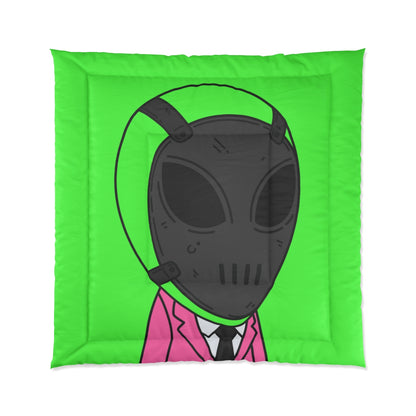 Green Alien Black Space UFO Mask Pink Suit Visitor Hockey Bed Comforter