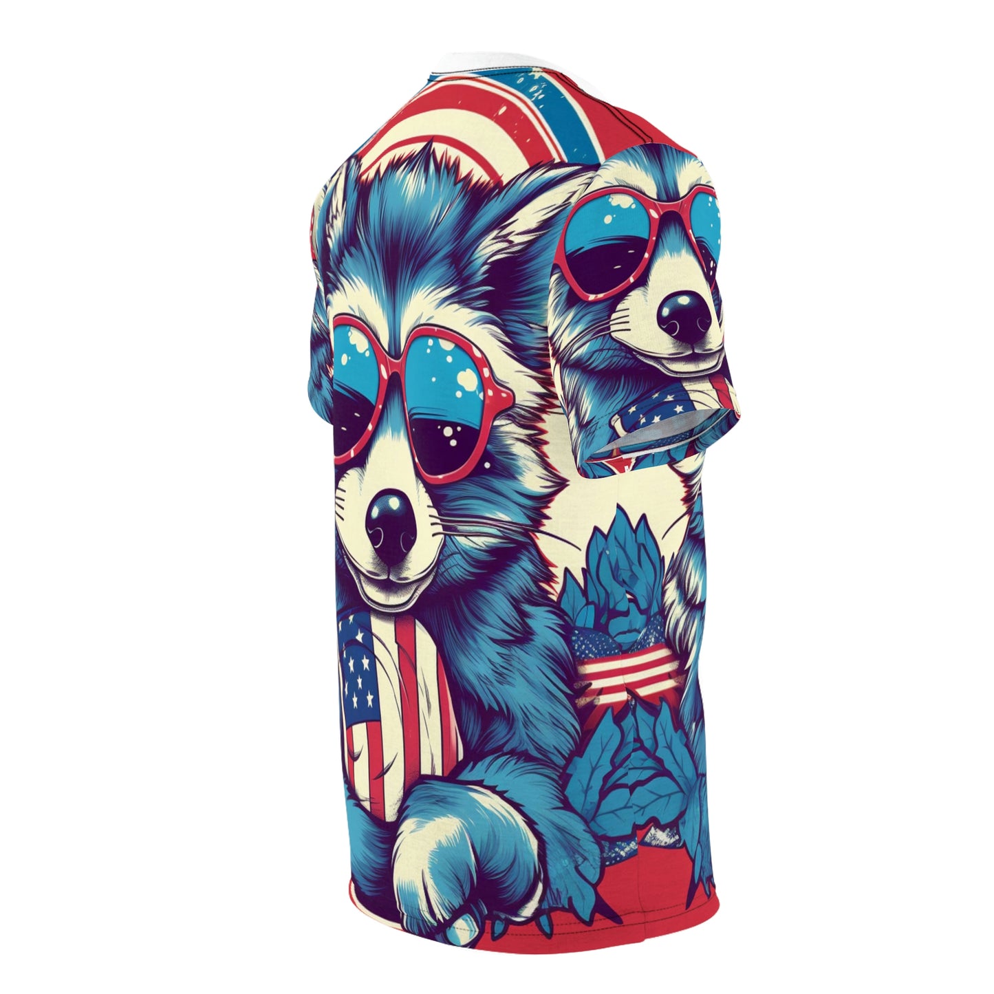 4th of July Stylish Raccoon USA American Graphic Unisex Cut & Sew Tee (AOP)