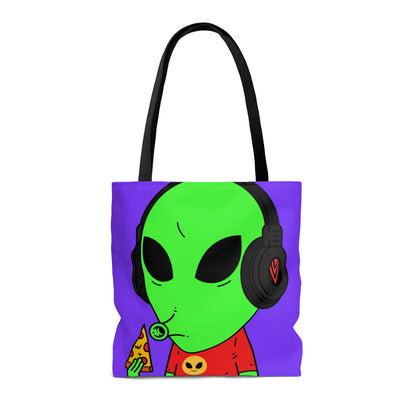 The Visitors Pizza Alien with Headphones AOP Tote Bag