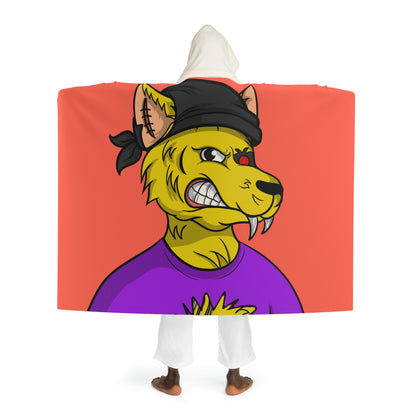 Cyborg Wolve Yellow Fur Black Bandana Wolf Hooded Sherpa Fleece Blanket