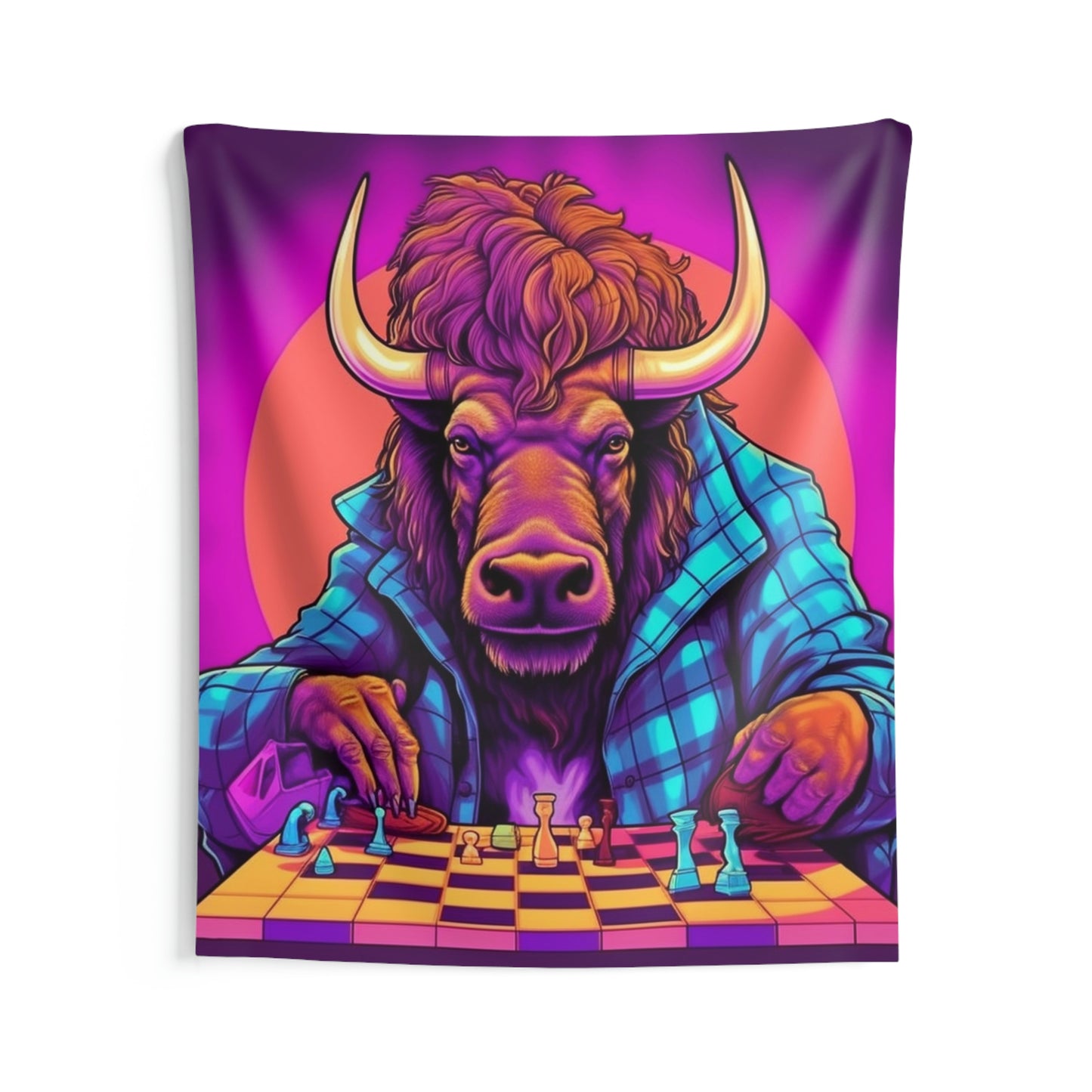 Tapices de pared para interiores con juego de ajedrez American Bison Buffalo Grand Master 