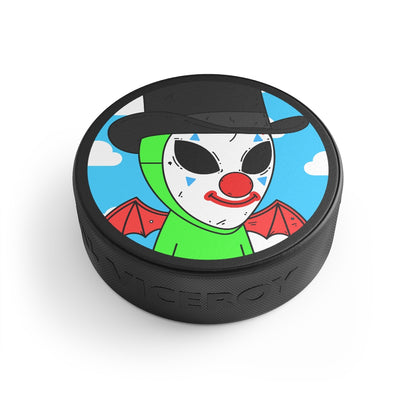 Clown Visitor Green Alien w/ Devil Wings Hockey Puck