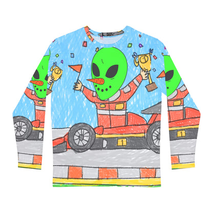 Racer Car Driver Alien Veggie Visi the Vegetable Visitor Men's Long Sleeve AOP Shirt