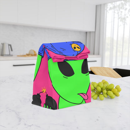 Green Alien Bomb Wield Hand Blue Visi Hat Visitor Polyester Lunch Bag