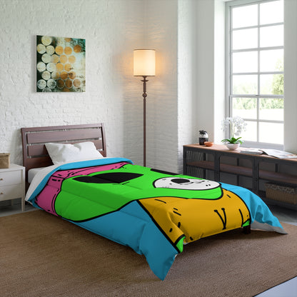 Green Alien Visitor Dog Bear Face Yellow V T Shirts Pink Visi Hat Bed Comforter