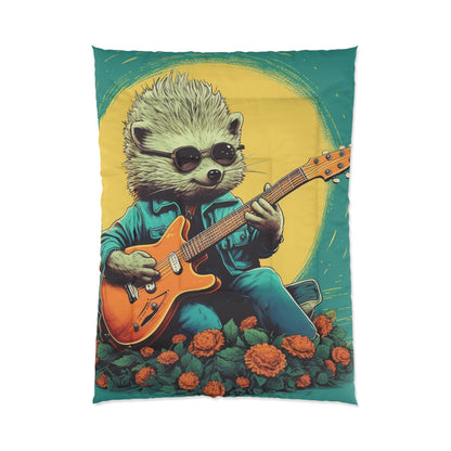 Hedgehog Rock Star Classic Animal Guitarist Graphic Comforter