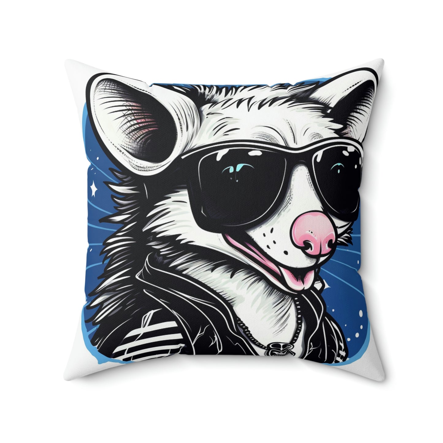 Whimsical Possum Retro Art Spun Polyester Square Pillow