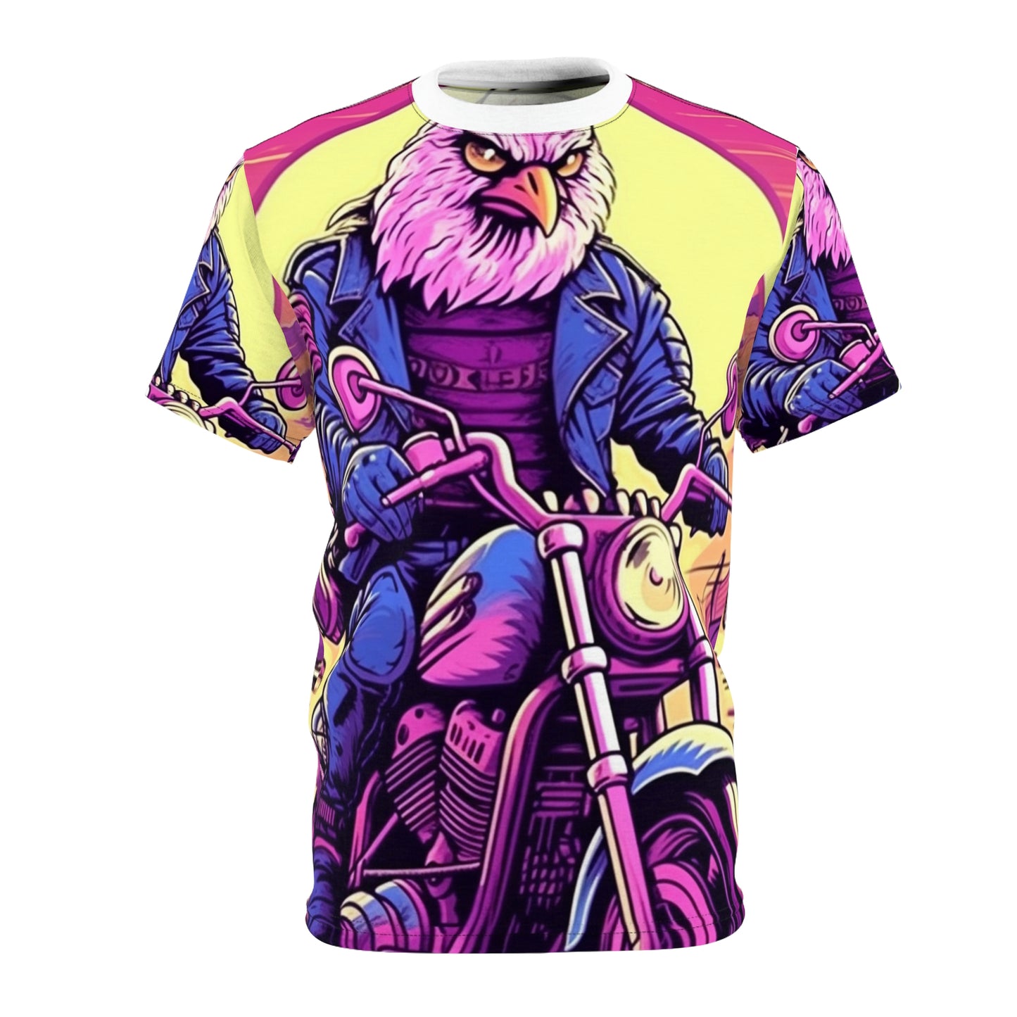 American Bald Eagle Motorcycle Ride USA Style Unisex Cut & Sew Tee (AOP)