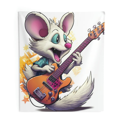 Guitar Player Opossum Cute Animal Graphic Indoor Wall Tapestries