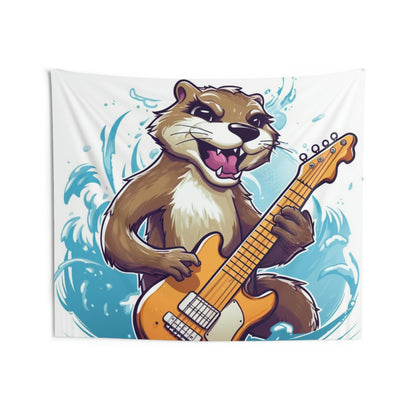 Tapices de pared para interiores con gráfico de animales peludos, guitarra, reproductor de música 