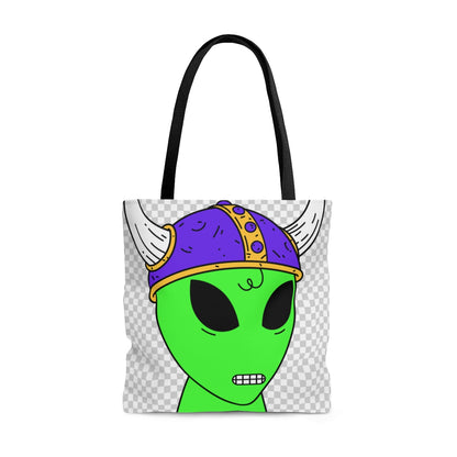 Purple Viking Helmet Digital Teeth Alien Visitor AOP Tote Bag