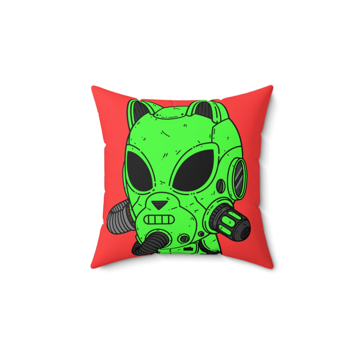 Cat Ears Armored Green Future Alien Cyborg Machine Visitor Spun Polyester Square Pillow