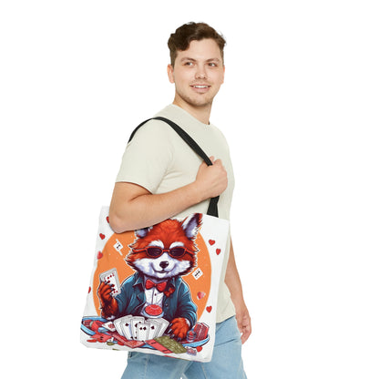 Red Panda Poker Card Player Anime Graphic Tote Bag (AOP)