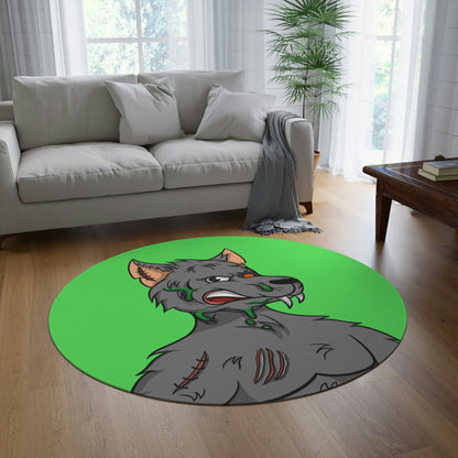 Wolf Grey Cyborg Animal Werewolve Round Rug