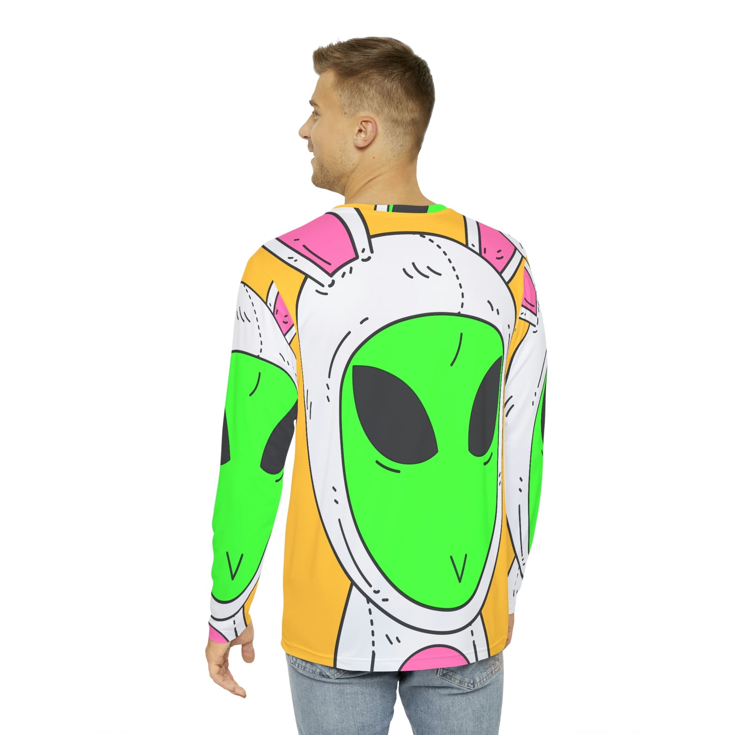 Bunny Rabbit Alien Visitor Men's Long Sleeve AOP Shirt